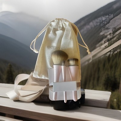 EcoTools 360 Ultimate Travel Brush Kit 3 Mini Hemp Brushes + Reusable Bag New