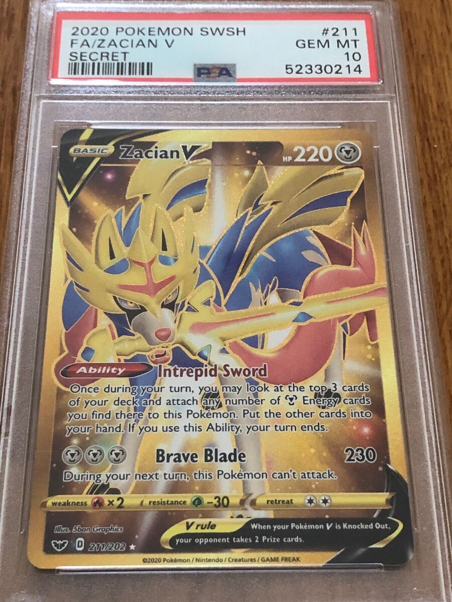 Pokemon Sword & Shield ZACIAN V BGS 10 PRISTINE Gold Secret Rare 211/202  English