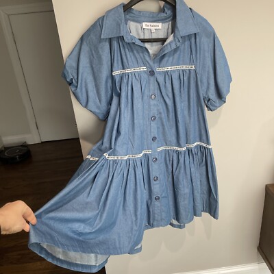 En Saison Women's Tara Puff-Sleeve Babydoll Shirtdress New Size M