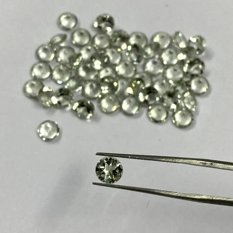 Piedras preciosas sueltas corte facetado forma redonda amatista verde natural de 6 mm 100 piezas Foto 2 de 4