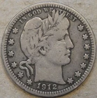 1912 Barber Quarter 25c F+ as Pictured r