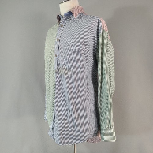 Tango Max Raab Oxford dress shirt men's large crazy color stripe long-sleeve - Picture 4 of 11