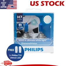 Philips H7 Diamond Vision Car Headlight 12V 55W 5000K White Auto Halogen Bulbs