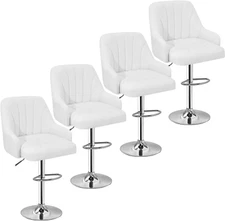 Bar Stools Set of 4, Adjustable Barstools, Counter Height Stools with Back and A