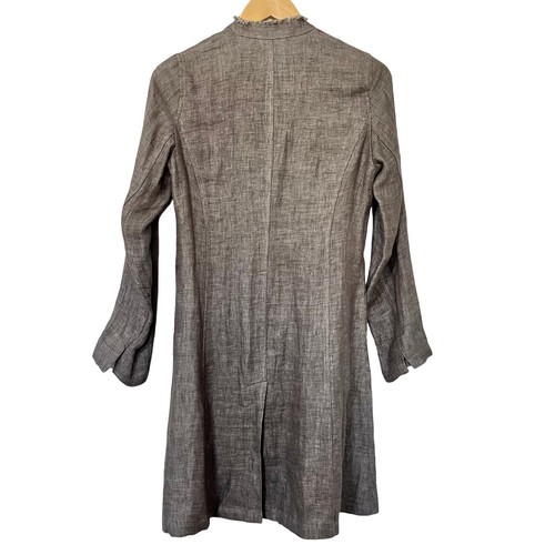 Eileen Fisher Irish Linen Long Jacket Size XS Gray Lagenlook Goblincore Forest - Picture 2 of 13