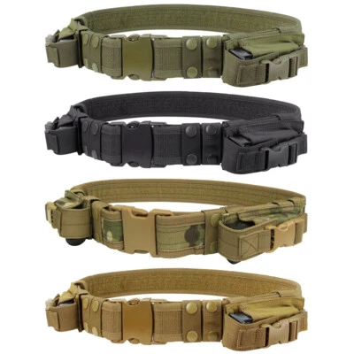 Condor Outdoor Adjustable Nylon Tactical Belt w 2x Utility Pistol Mag Pouches TB
