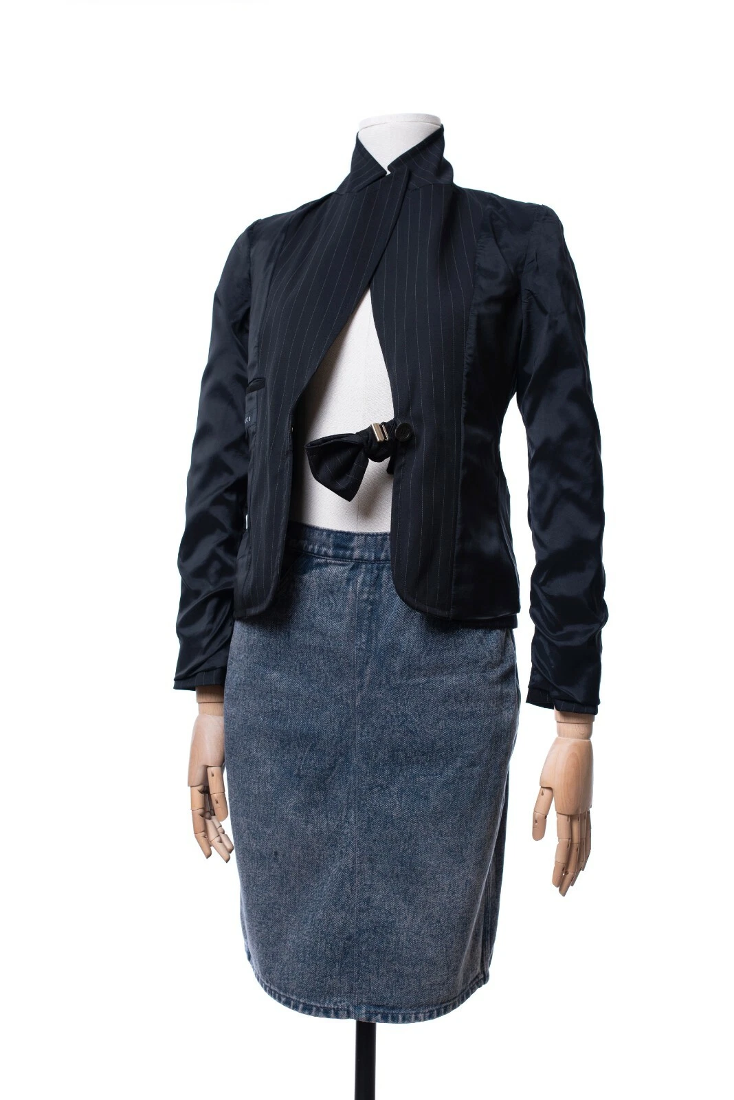 Giacca cappotto blazer donna GUCCI lana a righe nera taglia 38