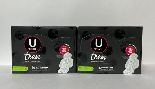 (2) U By Kotex Teen Ultra-Thin Pads W/ Wings-14ct. Each-Extra Absorbency