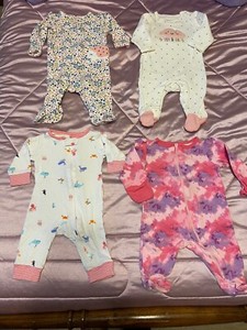 Baby Girl Lot Of 4 Sleepers Size 3 Months VGC