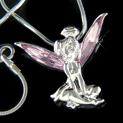 ~ Lila Tinkerbell ~ Hergestellt mit Swarovski Kristall Fee ENGEL Flügel Charm Halskette - Bild 1 von 1