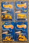 VTG Lot of (4) Mattel Hot Wheels Construction Bulldozer Dump Truck Blue Cards
