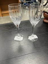 Set of 2 Mikasa Arctic Lights 9" Water Wine Crystal Goblets Glasses Pair 