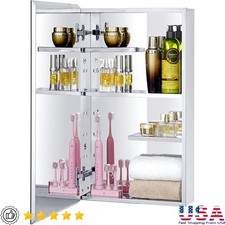 Stainless Steel Bathroom Mirror Cabinet Adjustable Shelves Soft Close Door New