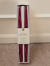4 count Threshold Twisted Taper Candles Unscented Red 12 inch NEW