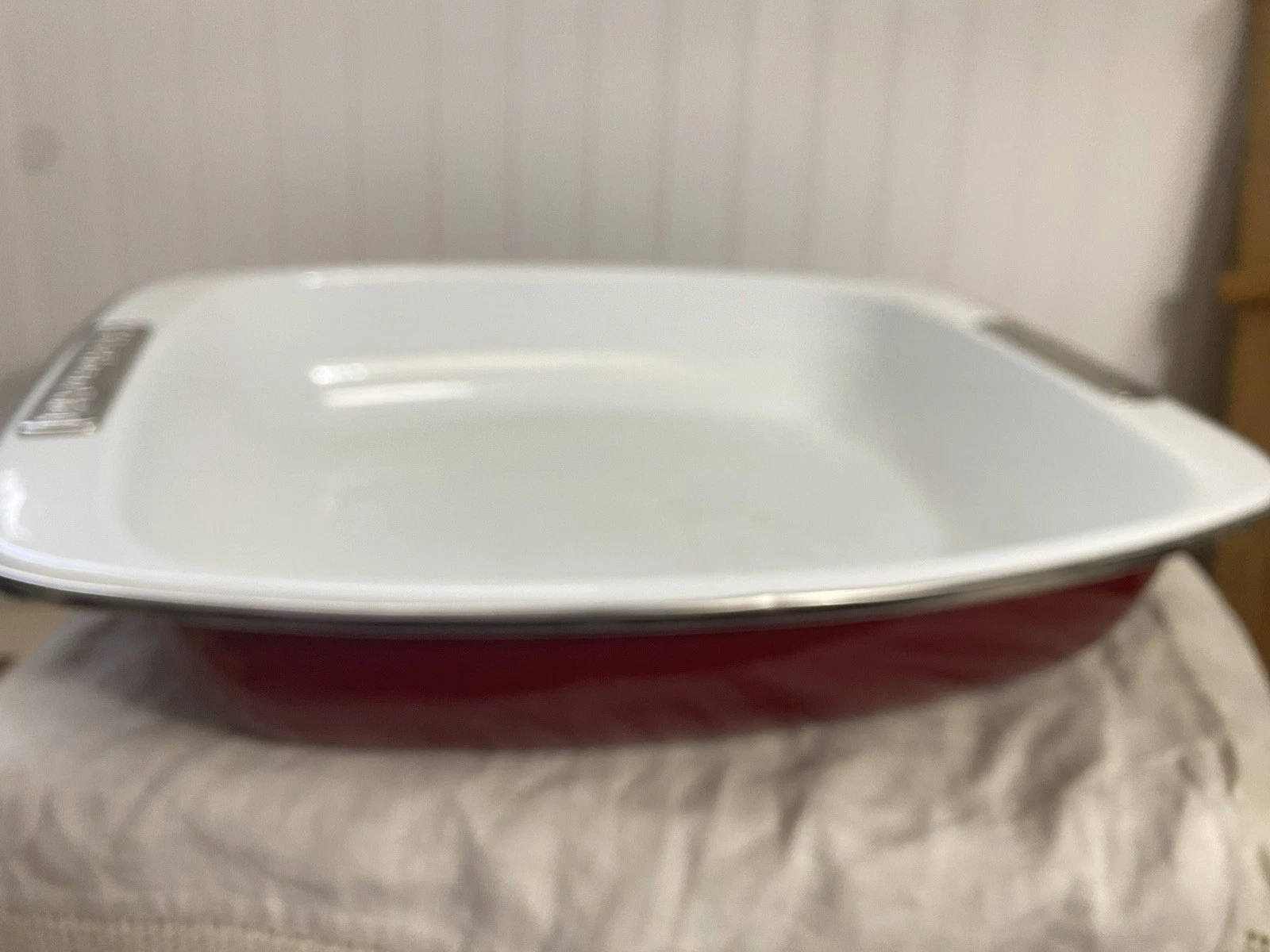 Enameled Porcelain Kitchen Aide Roaster In Red