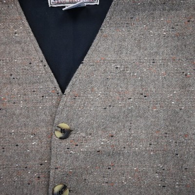 Vtg Paragraff Medium Mens Brown Slub Wool Tweed Button Front