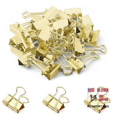 30 Pack Medium Binder Clips 1-1/4 Inch (32 mm), Colored Middle Size Paper Gold