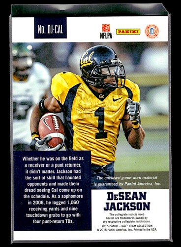 DeSean Jackson 2015 Panini California Golden Bears #DJ-CAL Memorabilia - 第 2/2 張圖片