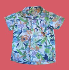 Cat  Jack Boys Shirt XS 4/5 Multicolor Rayon Hawaiian Island Casual Short Slvs