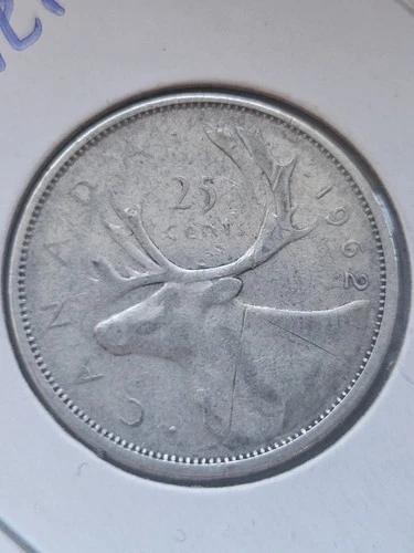 1962 canadian silver quarter - 80% silver - VG+