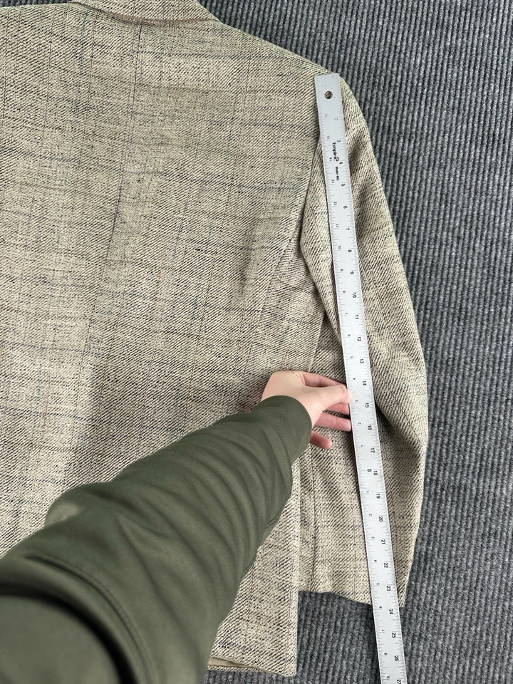 Abrigo deportivo Ermenegildo Zegna 44S beige seda lúpulo ventana manchado Italia de colección Foto 4 de 4