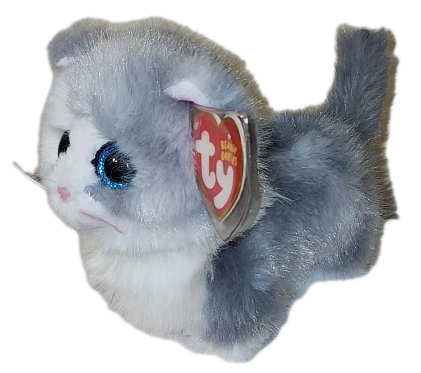 Ty Beanie Baby Babies FURLEY the Gray White Kitty Cat 6