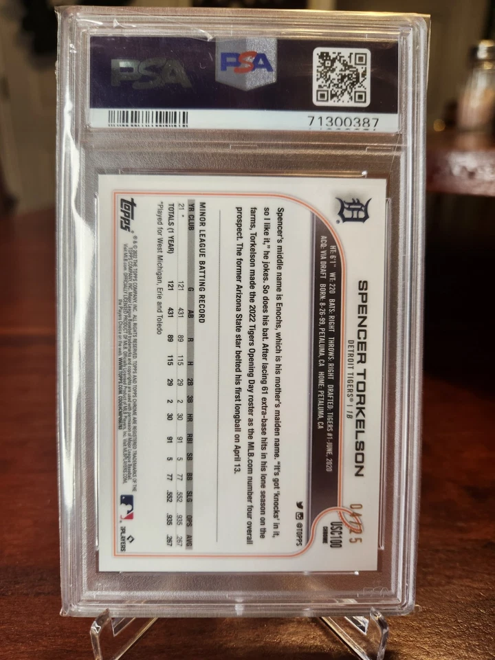 2022 Topps Chrome Update Red Refractor 4/25 Spencer Torkelson Psa 8 POP 3. - Image 2 of 2