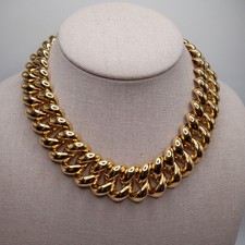 Vintage MONET Gold Plated Chunky Link Necklace 1980s 16 Inch