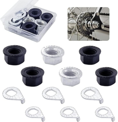#ad Bicycle Hub Flanged Axle Nut and Safety Washer Kit 3 Size for Front and Back Bi $12.35
