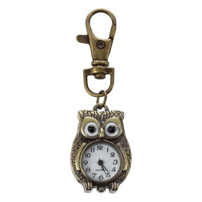 1X(Keychain Clock Keyring Owl Shape 37X24Mm S1I3)3996