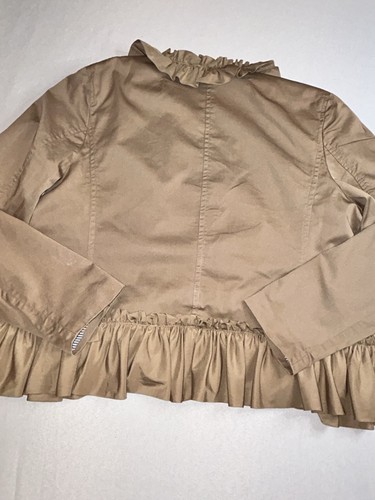 J Crew Womens Cotton Ruffle Trim Long Sleeve Open Front Jacket khaki Size 10 - Picture 7 of 9