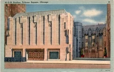 W-G-N Studios, Tribune Square, Chicago, Tribune Tower, Chas. Levy Postcard