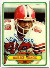 1980 -Wallace Francis- Topps Autograph/Signed/Auto Football Card #258 Falcons