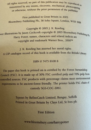 Harry Potter Complete Hardback Book Set 1-7 Bloomsbury First Edition + Cursed - 第 20/24 張圖片