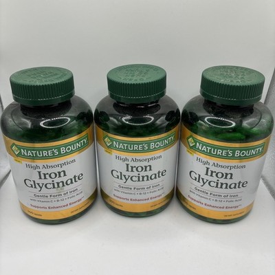 Nature's Bounty Iron Glycinate 300 Count EXP 2/2028  Gentle Iron 3 Bottles