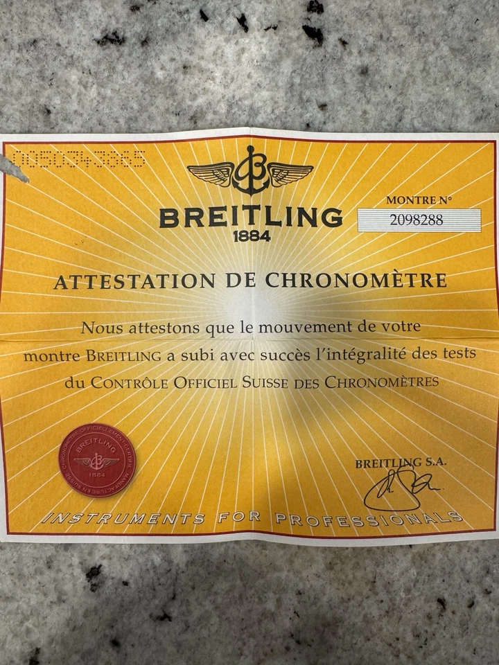 Breitling A1335653 Chronomat Papers: Certificate Service Book And Hang Tag - image 2 of 4