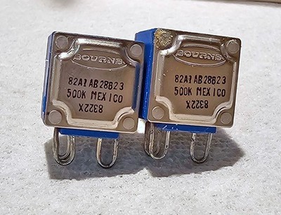 2 - Bourns 500K Rotary Potentiometers 82A1A-B28-823, 8322x - NEW