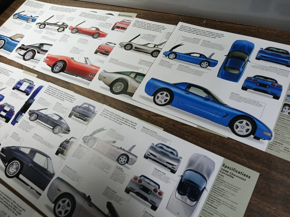 Chevrolet Corvette 1953 1998 C1 C2 C3 C4 C5 hoja técnica folleto especificaciones información Foto 4 de 4