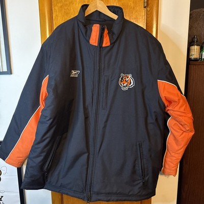 Vintage Cincinnati Bengals Reebok NFL Pro Lined stadium Coat XL Full Zip NO HOOD