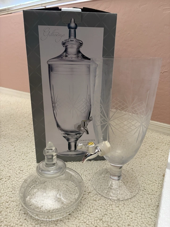 Dispensador de bebidas de vidrio Dublin Cut 108 oz. Capacidad Nueva Caja Abierta Foto 3 de 4