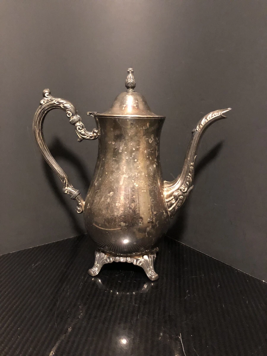 Vintage Heavy Ornate Silver Tea Pot from Oneida USA Silver Plated Tarnished