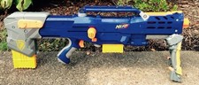 HASBRO NERF LONGSHOT CS-6 DART GUN RIFLE with BIPOD, AMMO CLIPS, 2006