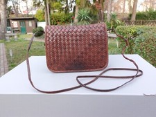 BOTTEGA VENETA BAG leather brown braided woven iconic icon shoulder small