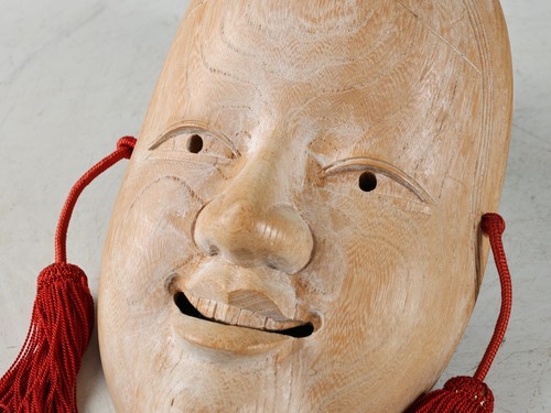 Kyoto Vintage branding wood NOH MASK -Young Lady- 小面 Ko-omote - Picture 5 of 16