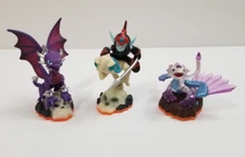 Lot of 3 Activision Skylanders Giants Cynder, Flashwing, Fright Rider Figures