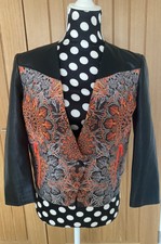 Helmut Lang Printed Boxy Jacquard Leather Jacket In Neon Orange Us 2 Uk 6