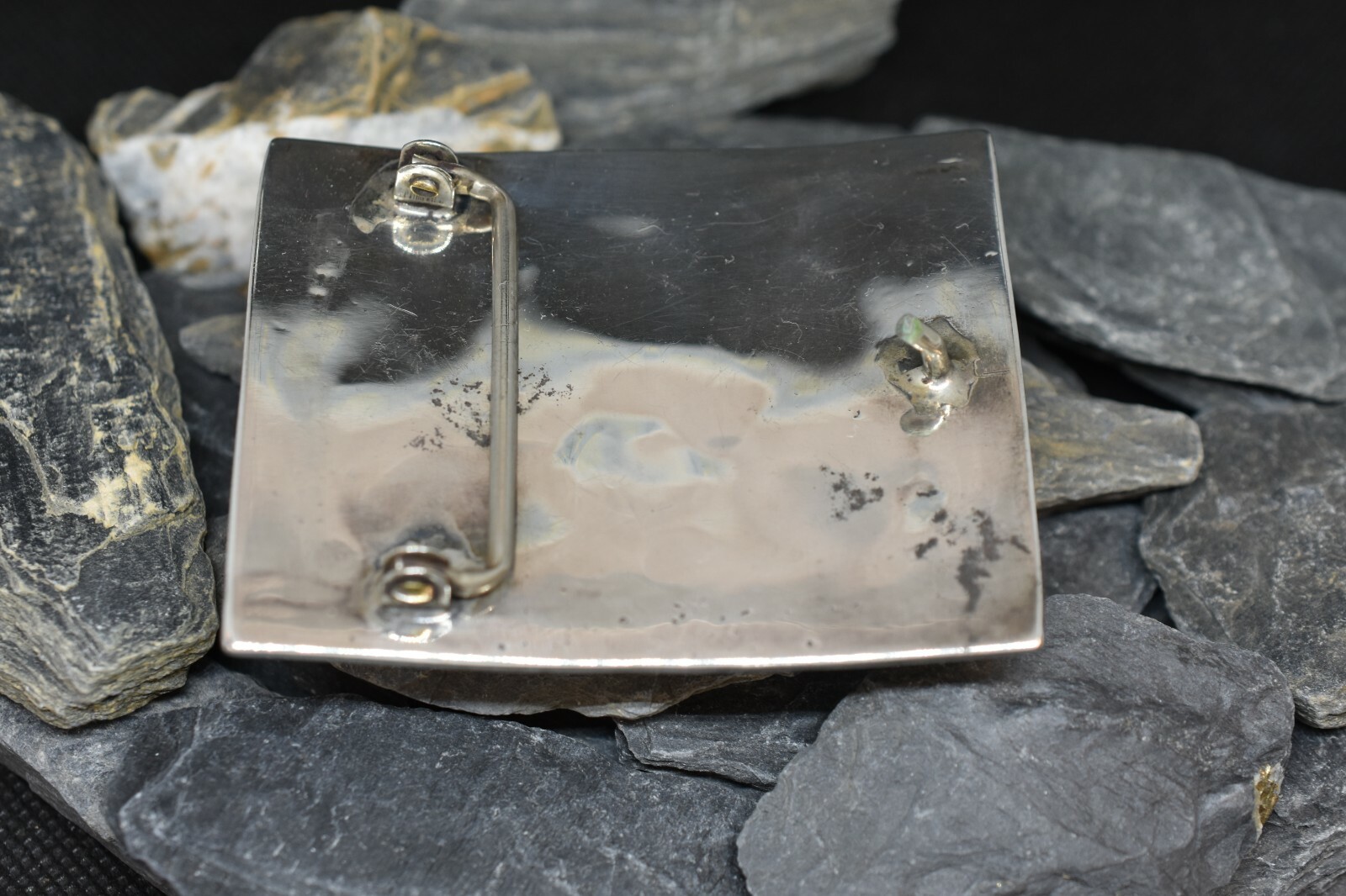 5 Stone Ithaca Peak Turquoise Belt Buckle in .925 Ste… Gem