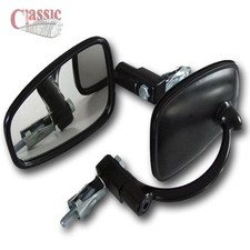 PAIR OF BLACK HANDLEBAR BAR END MIRRORS TO SUIT VINTAGE CLASSIC MOTOCYCLES