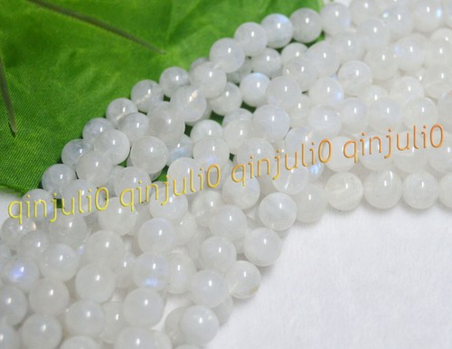6/8MM NATURAL BLUE FLASH RAINBOW MOONSTONE GEMSTONE ROUND LOOSE BEADS 15INCHES - Picture 5 of 7