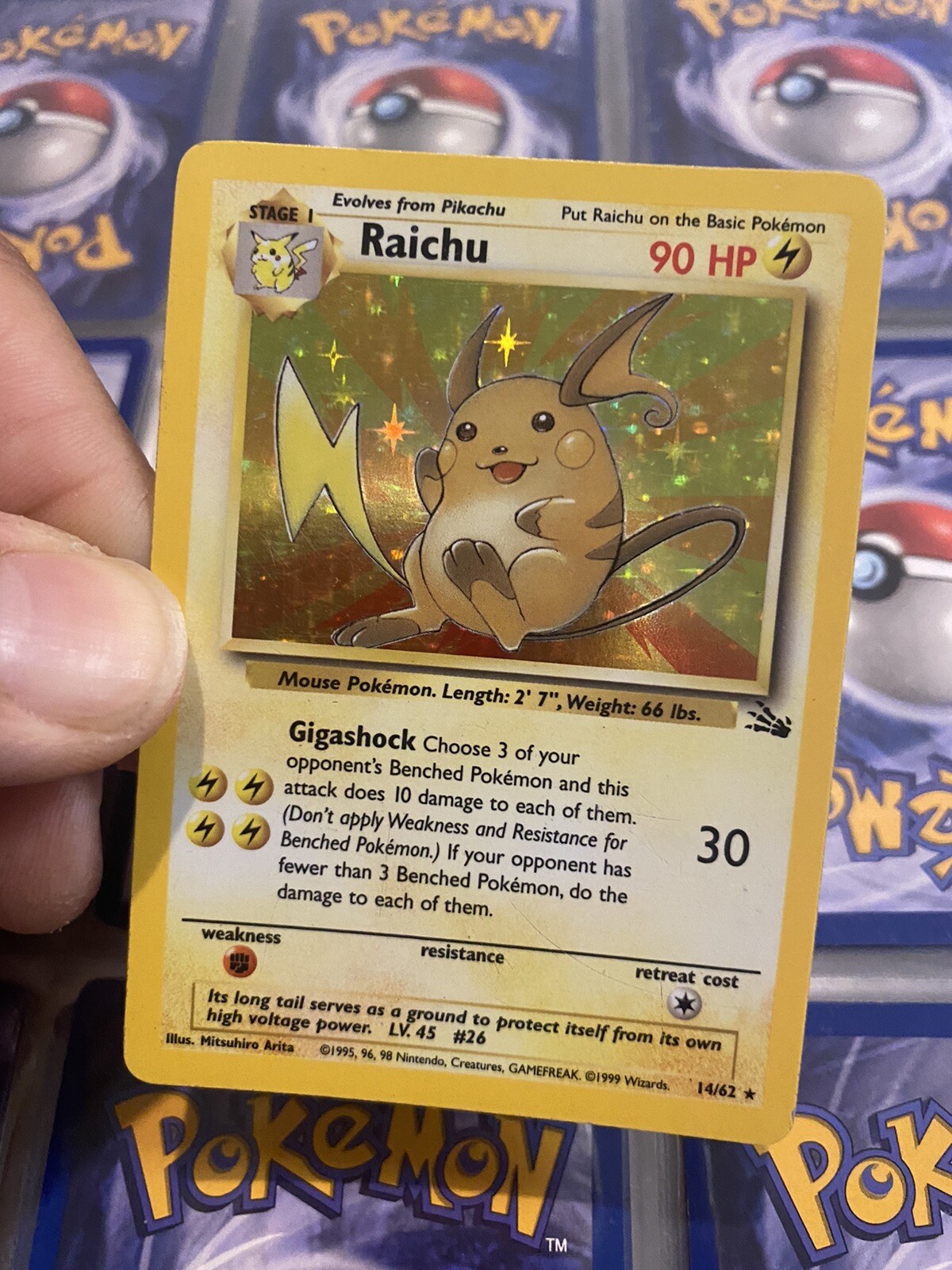 Nintendo 1999 Raichu Hologram Pokemon Card 14/62 WOTC Rare Fossil | eBay